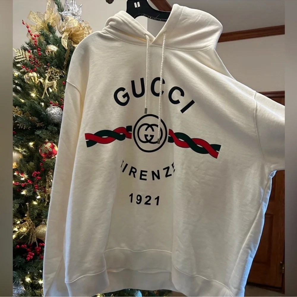 Men’s Gucci FIRENZE 1921 cotton hoodie interlocking G/web strike size XXXL
